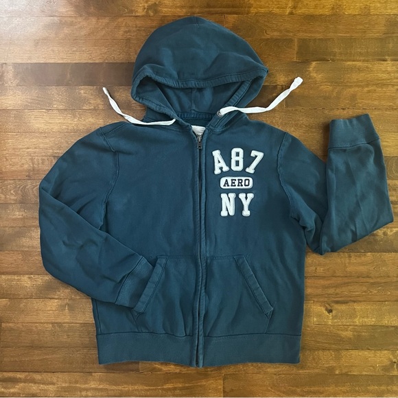 AEROPOSTALE Mens Aero Logo Full Zip Hoodie / Size M - Picture 2 of 4